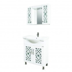 Долен шкаф с порцеланова мивка + Горен шкаф с огледало от PVC Rimini-М